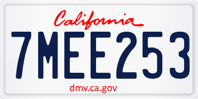 CA license plate 7MEE253