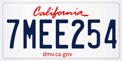 CA license plate 7MEE254