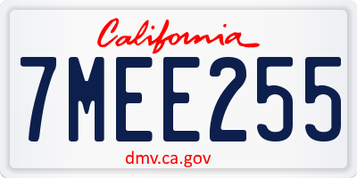 CA license plate 7MEE255