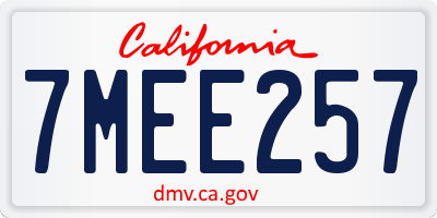 CA license plate 7MEE257