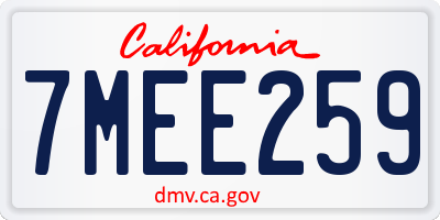 CA license plate 7MEE259