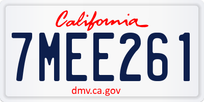 CA license plate 7MEE261
