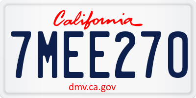 CA license plate 7MEE270
