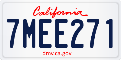 CA license plate 7MEE271
