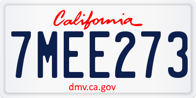 CA license plate 7MEE273