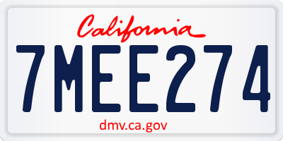 CA license plate 7MEE274