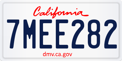 CA license plate 7MEE282