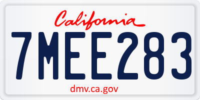 CA license plate 7MEE283