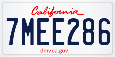 CA license plate 7MEE286