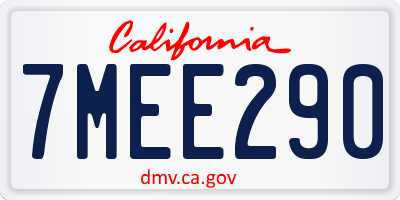 CA license plate 7MEE290