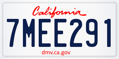 CA license plate 7MEE291