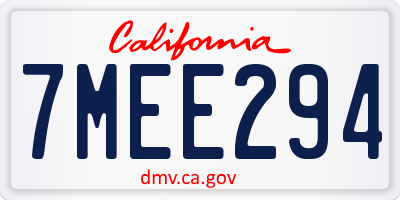 CA license plate 7MEE294