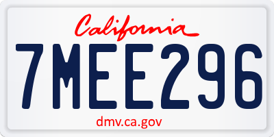 CA license plate 7MEE296