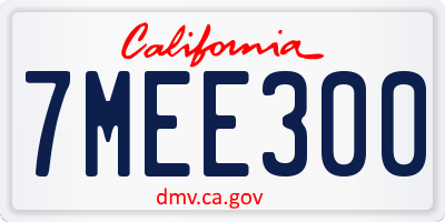 CA license plate 7MEE300