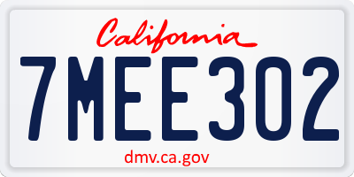 CA license plate 7MEE302