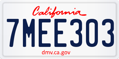 CA license plate 7MEE303