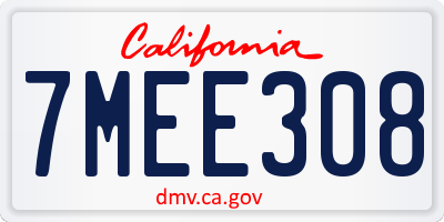 CA license plate 7MEE308