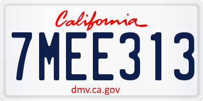 CA license plate 7MEE313