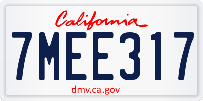 CA license plate 7MEE317