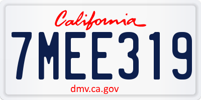 CA license plate 7MEE319