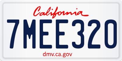 CA license plate 7MEE320