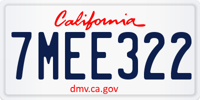 CA license plate 7MEE322