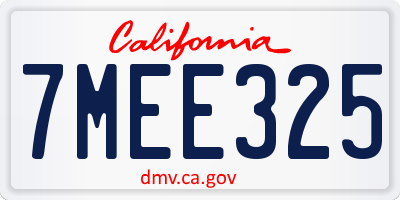 CA license plate 7MEE325