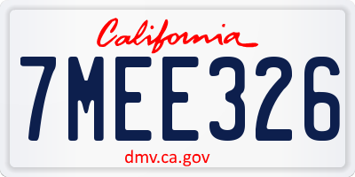 CA license plate 7MEE326