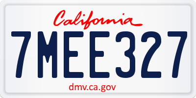 CA license plate 7MEE327