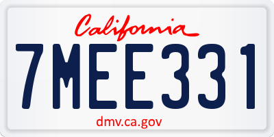 CA license plate 7MEE331