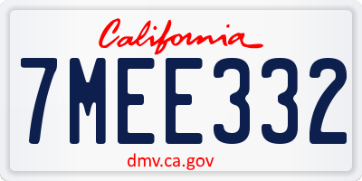 CA license plate 7MEE332