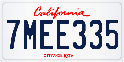 CA license plate 7MEE335