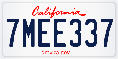 CA license plate 7MEE337