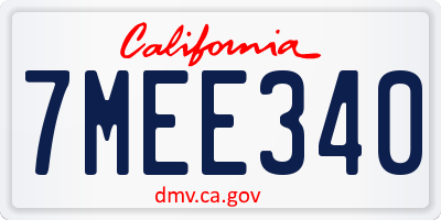 CA license plate 7MEE340