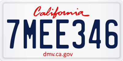 CA license plate 7MEE346