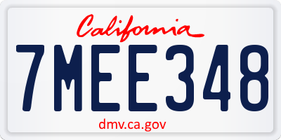 CA license plate 7MEE348
