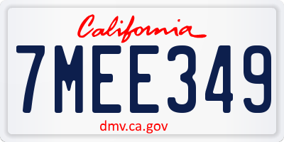 CA license plate 7MEE349