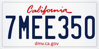 CA license plate 7MEE350