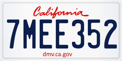 CA license plate 7MEE352