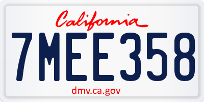 CA license plate 7MEE358
