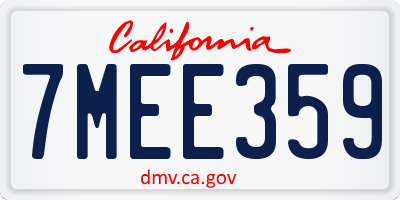 CA license plate 7MEE359