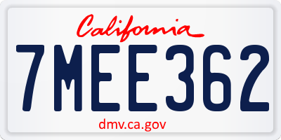 CA license plate 7MEE362