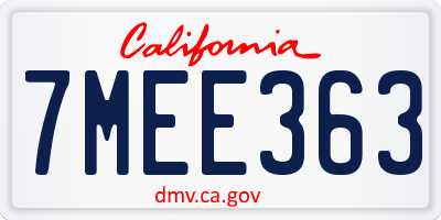 CA license plate 7MEE363
