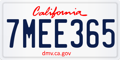 CA license plate 7MEE365