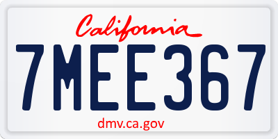 CA license plate 7MEE367