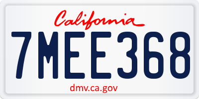 CA license plate 7MEE368