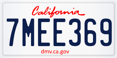 CA license plate 7MEE369