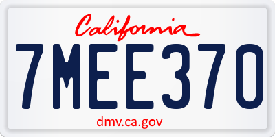 CA license plate 7MEE370