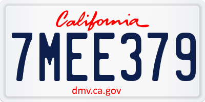 CA license plate 7MEE379