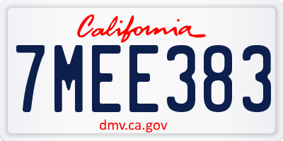CA license plate 7MEE383